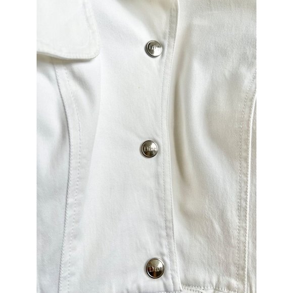 Vtg Christian Dior White Denim Jacket SIze S Classic Signature Waisted - Picture 15 of 16